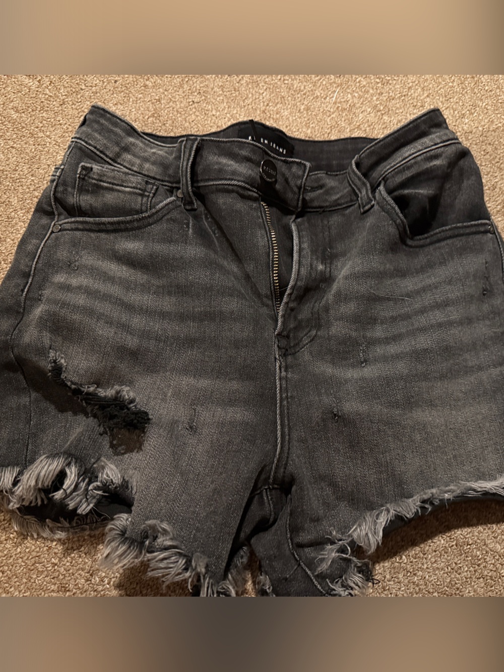 WOMEN Shorts Jean Shorts - Black Distressed Frayed Hem